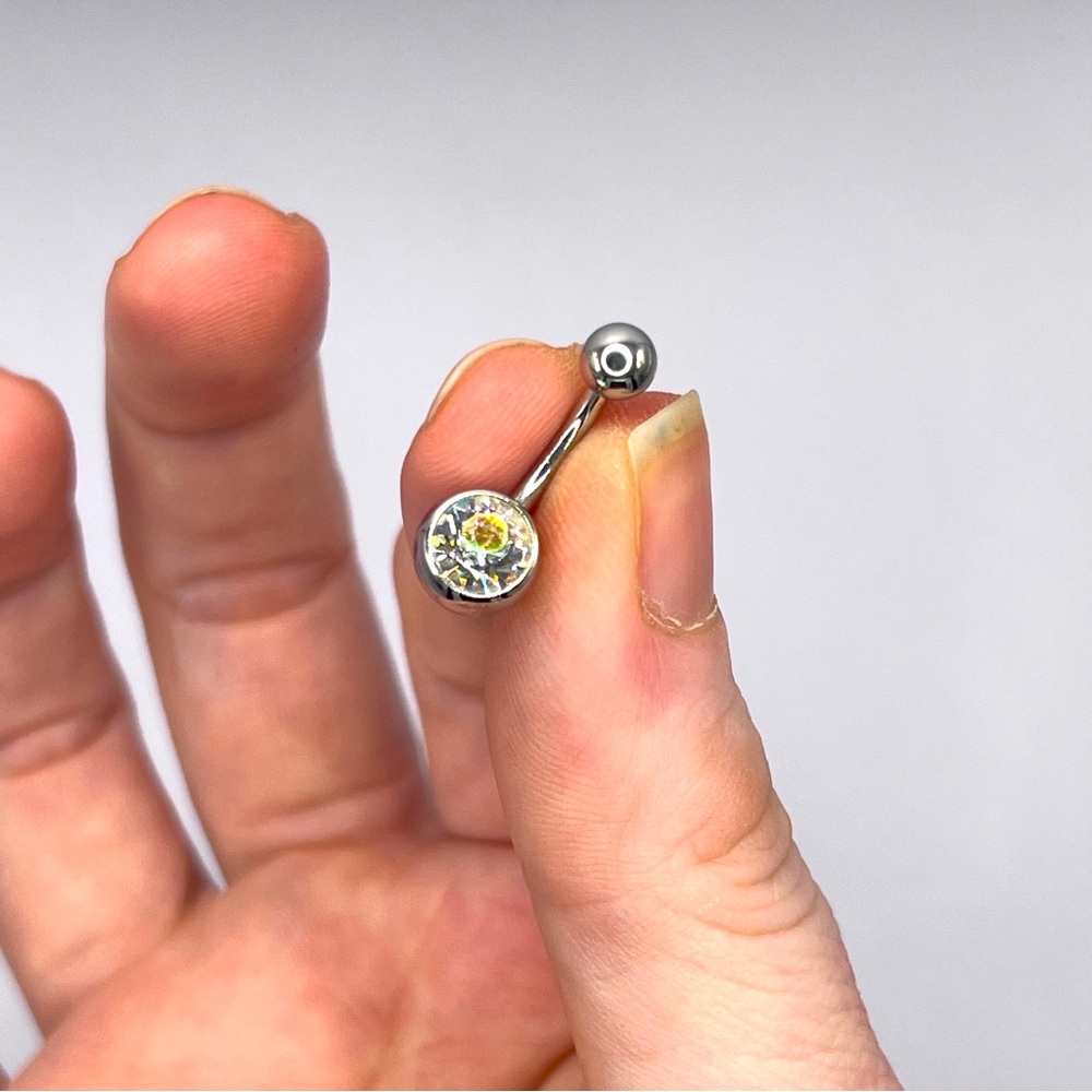 Stainless steel, AB belly button ring
